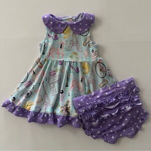 Birdie Bean 0-3 Months Baby Girl Purple Polka Dot Paris Dress Viscous Bamboo